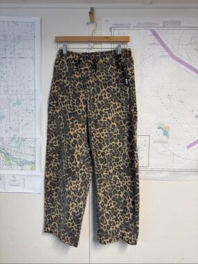 Leopard Print Wide-Leg Pants - Brown/Black